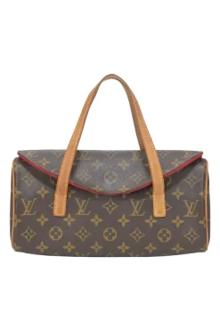 Brown coated monogram canvas and leather Sonatine bag