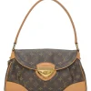 Brown coated monogram canvas and leather Beverly shoulder bag