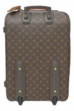 Brown coated monogram canvas and leather Pegase 60 roller