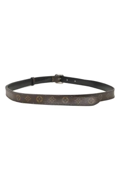 Brown coated monogram canvas and leather Ouest buckle bet