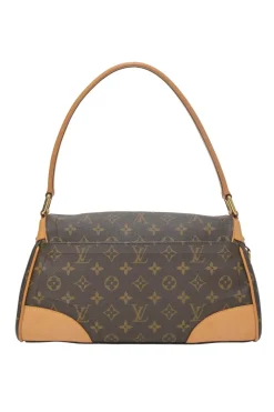 Brown coated monogram canvas and leather Beverly shoulder bag