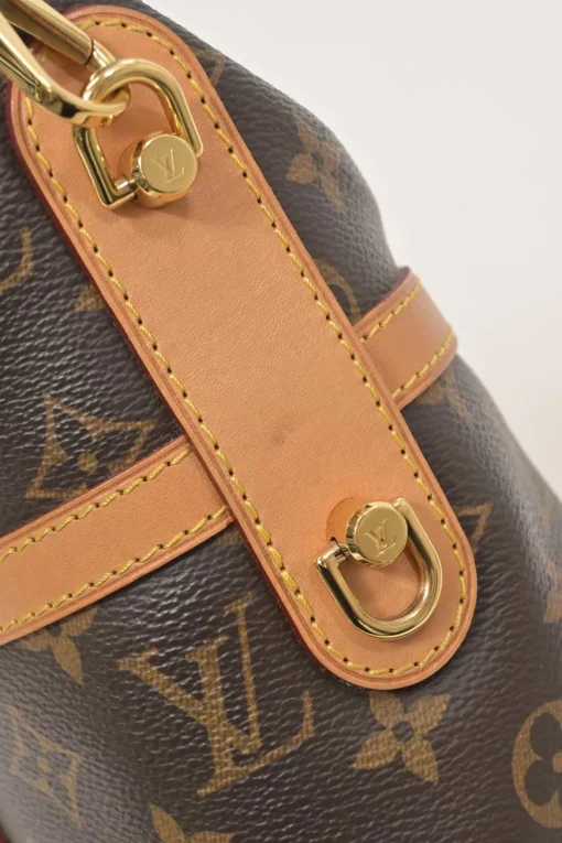 Brown coated monogram canvas and leather Duffle bucket bag