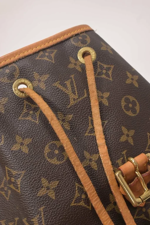 Brown coated monogram canvas and leather Montsouris drawstring backpack