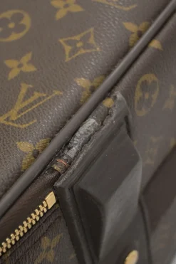 Brown coated monogram canvas and leather Pegase 60 roller