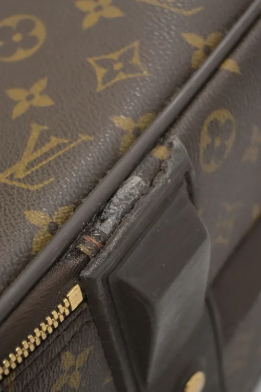 Brown coated monogram canvas and leather Pegase 60 roller