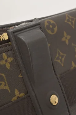 Brown coated monogram canvas and leather Pegase 60 roller