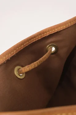 Brown coated monogram canvas and leather Montsouris drawstring backpack