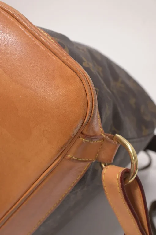 Brown coated monogram canvas and leather Montsouris drawstring backpack