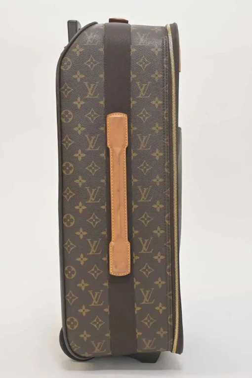 Brown coated monogram canvas and leather Pegase 60 roller