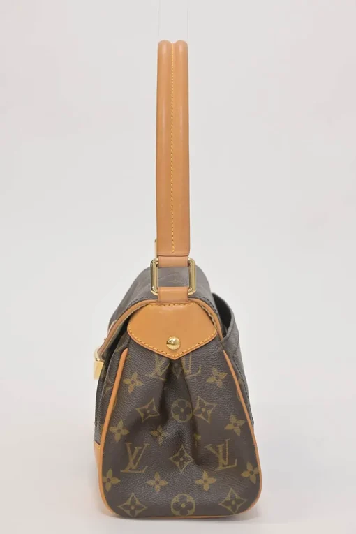 Brown coated monogram canvas and leather Beverly shoulder bag