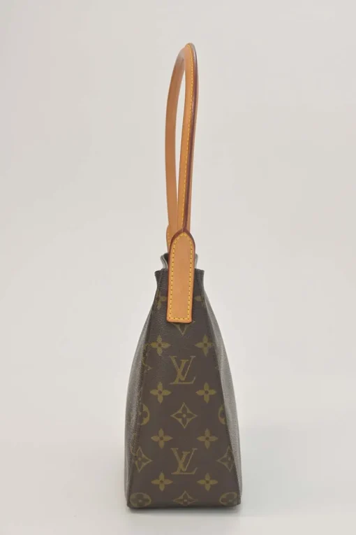 Brown coated monogram canvas and leather Looping shoulder bag