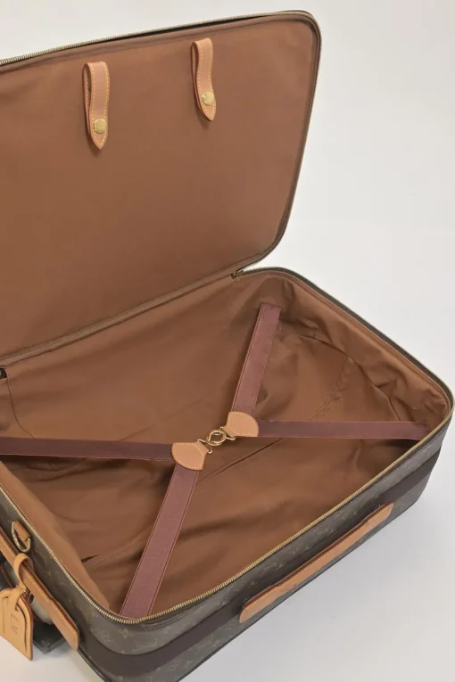 Brown coated monogram canvas and leather Pegase 60 roller