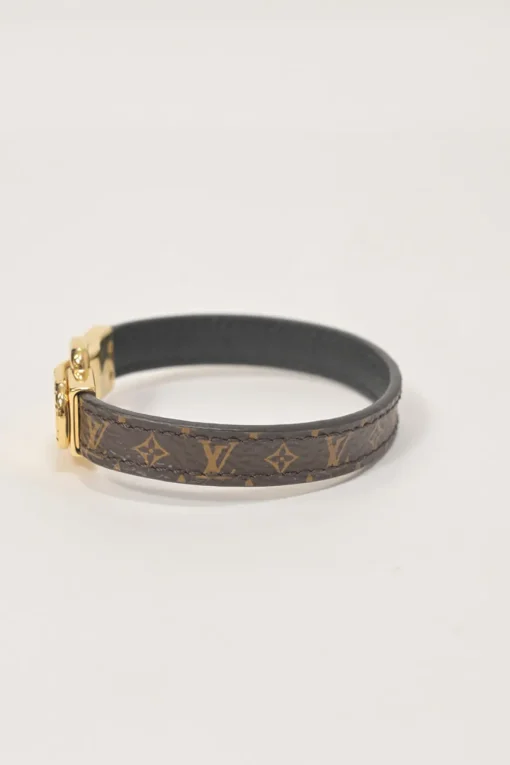 Brown coated monogram canvas and leather Fasten Your LV buckle bracelet