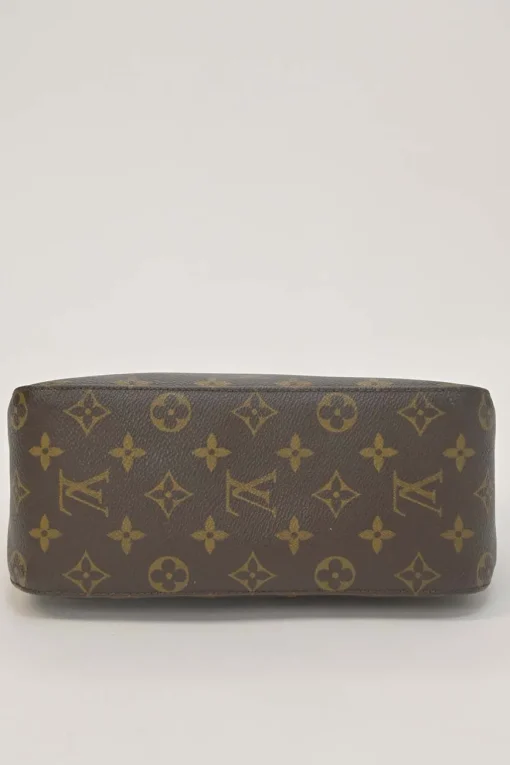 Brown coated monogram canvas and leather Looping shoulder bag
