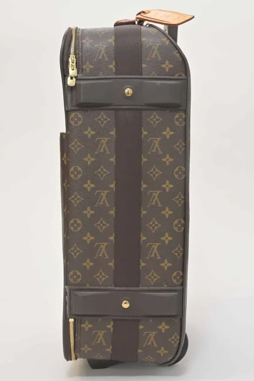 Brown coated monogram canvas and leather Pegase 60 roller