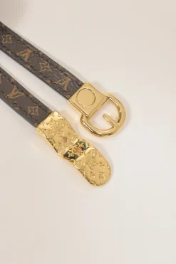 Brown coated monogram canvas and leather Fasten Your LV buckle bracelet