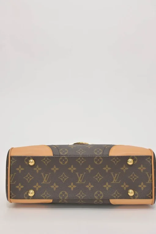 Brown coated monogram canvas and leather Beverly shoulder bag