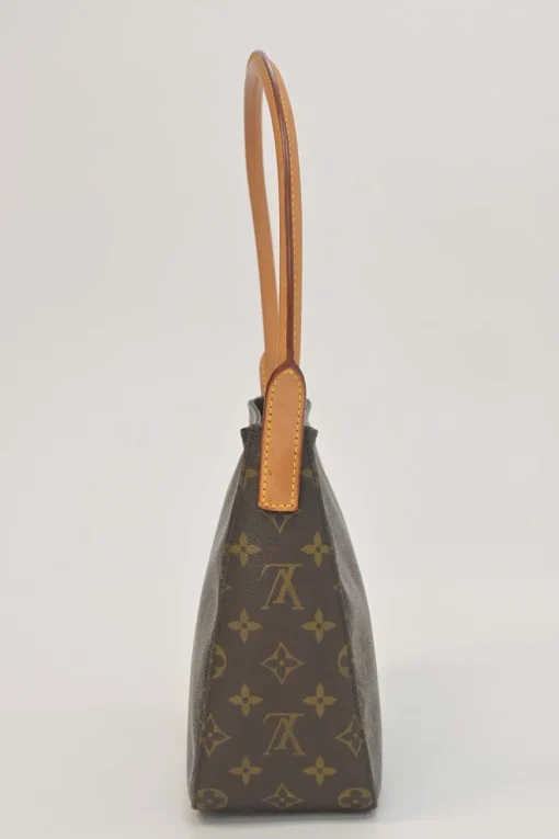 Brown coated monogram canvas and leather Looping shoulder bag