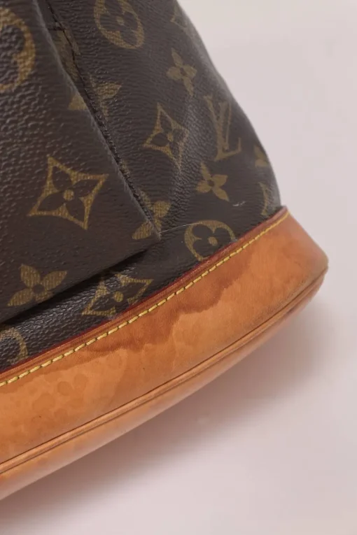 Brown coated monogram canvas and leather Montsouris drawstring backpack