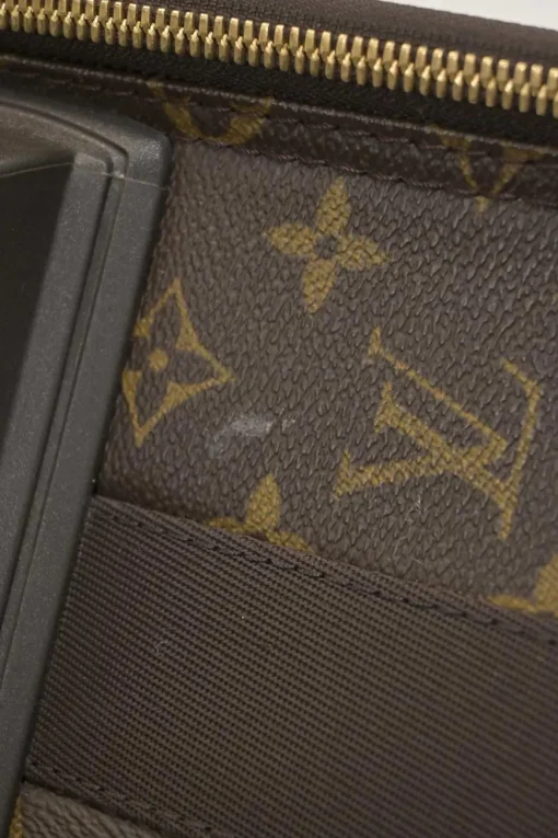 Brown coated monogram canvas and leather Pegase 60 roller