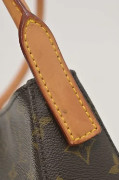 Brown coated monogram canvas and leather Looping shoulder bag