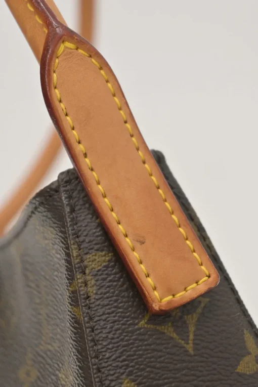 Brown coated monogram canvas and leather Looping shoulder bag