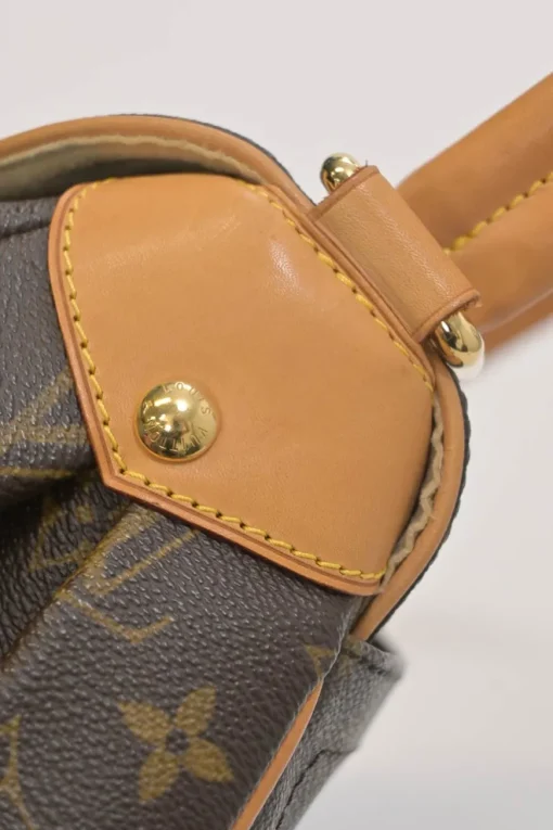 Brown coated monogram canvas and leather Beverly shoulder bag