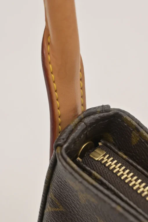 Brown coated monogram canvas and leather Looping shoulder bag