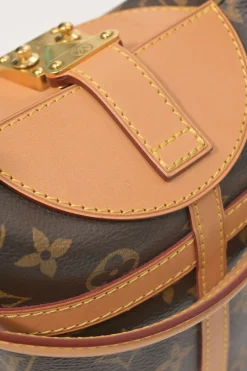 Brown coated monogram canvas and leather Duffle bucket bag