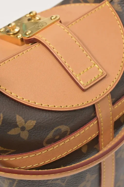 Brown coated monogram canvas and leather Duffle bucket bag