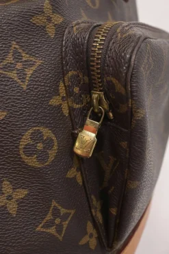 Brown coated monogram canvas and leather Montsouris drawstring backpack