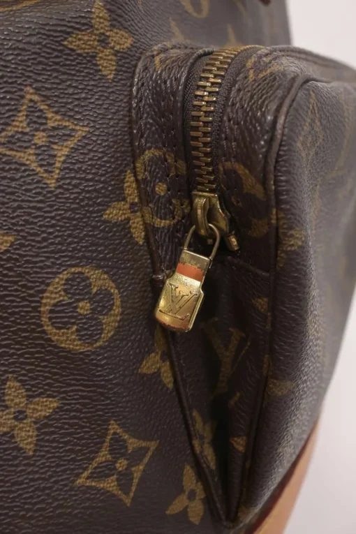 Brown coated monogram canvas and leather Montsouris drawstring backpack