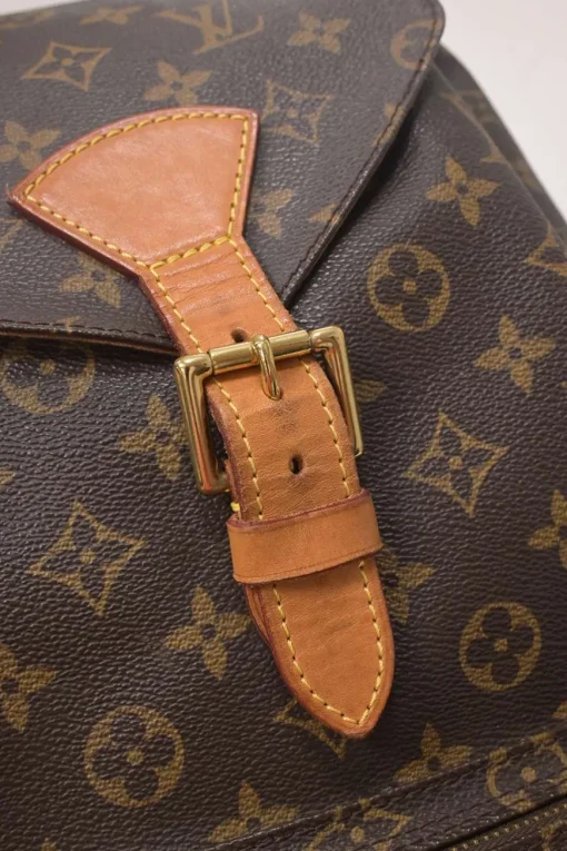 Brown coated monogram canvas and leather Montsouris drawstring backpack