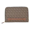 Brown coated TB monogram E-canvas and leather zip pouch