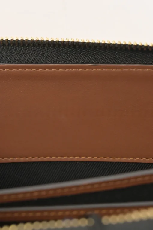 Brown coated TB monogram E-canvas and leather zip pouch