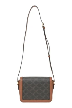 Brown coated Triomphe monogram canvas and leather Teen shoulder bag with adjustable shoulder strap