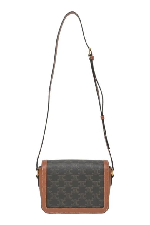Brown coated Triomphe monogram canvas and leather Teen shoulder bag with adjustable shoulder strap