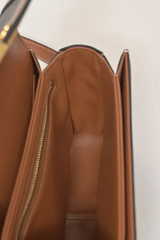 Brown coated Triomphe monogram canvas and leather Teen shoulder bag with adjustable shoulder strap