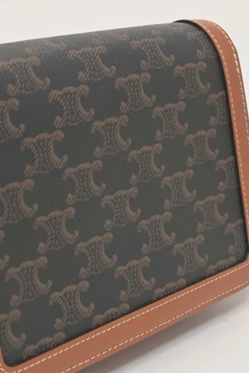 Brown coated Triomphe monogram canvas and leather Teen shoulder bag with adjustable shoulder strap
