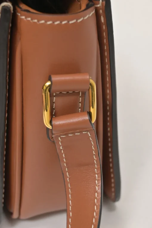 Brown coated Triomphe monogram canvas and leather Teen shoulder bag with adjustable shoulder strap