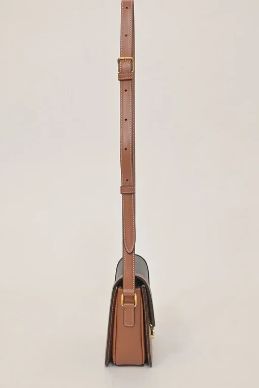 Brown coated Triomphe monogram canvas and leather Teen shoulder bag with adjustable shoulder strap