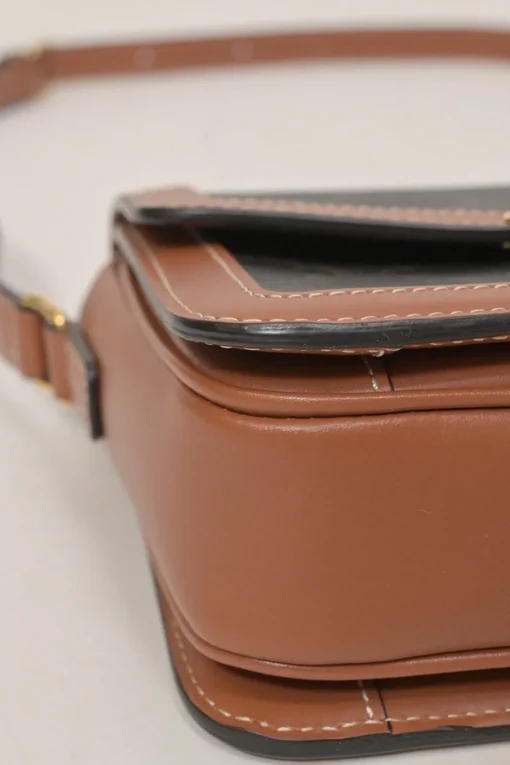 Brown coated Triomphe monogram canvas and leather Teen shoulder bag with adjustable shoulder strap