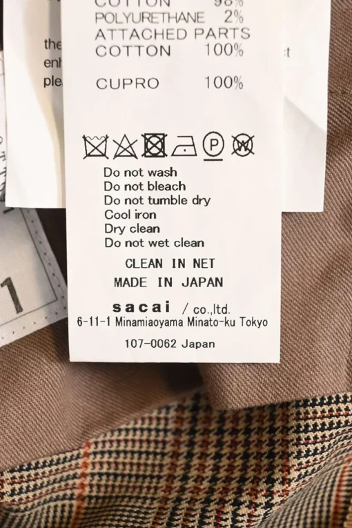 Brown cotton-blend mixed-media Glen check mid-rise belted utility pants with waist adjusters and tab cuffs