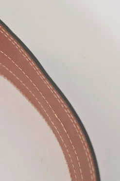 Brown cowhide leather Moshy knot waist belt with interlaced detail at front