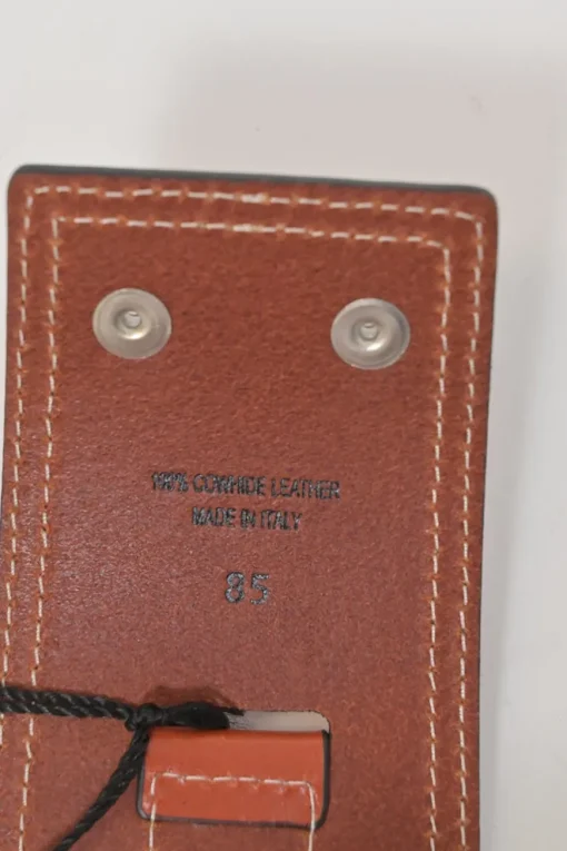 Brown cowhide leather Moshy knot waist belt with interlaced detail at front