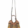 Brown crochet raffia and leather T Timeless shopping tote with detachable shoulder strap