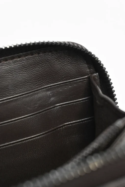Brown crocodile skin continental zip wallet