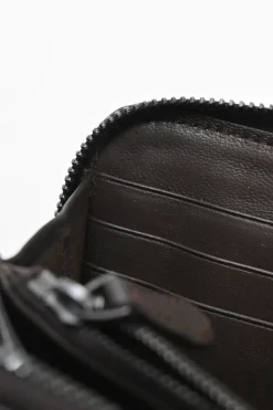Brown crocodile skin continental zip wallet