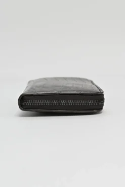 Brown crocodile skin continental zip wallet