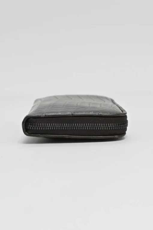 Brown crocodile skin continental zip wallet